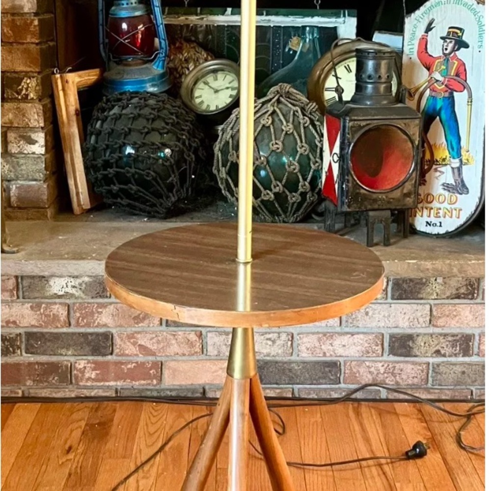 Mid Century Floor Lamp w/ Attached End Table MCM - Picture 2 of 6